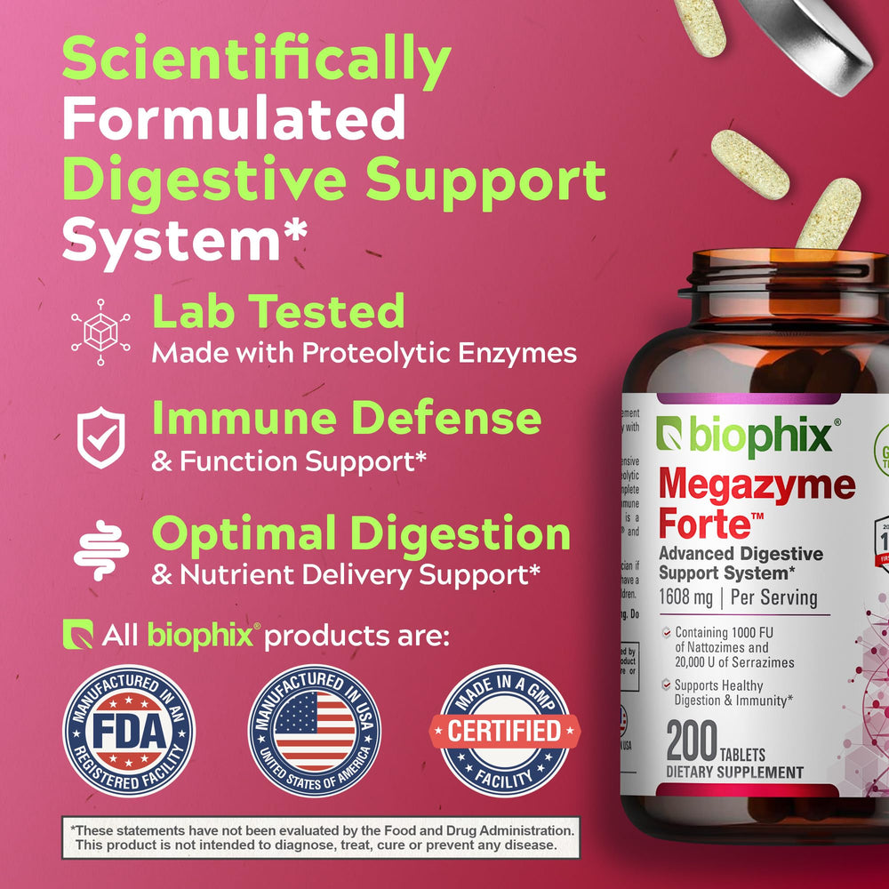 Digestive enzyme formulation details on label