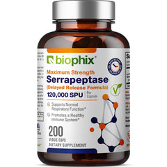 Biophix Serrapeptase 120000 SPU Delayed-Release 200 Veggie Caps USA