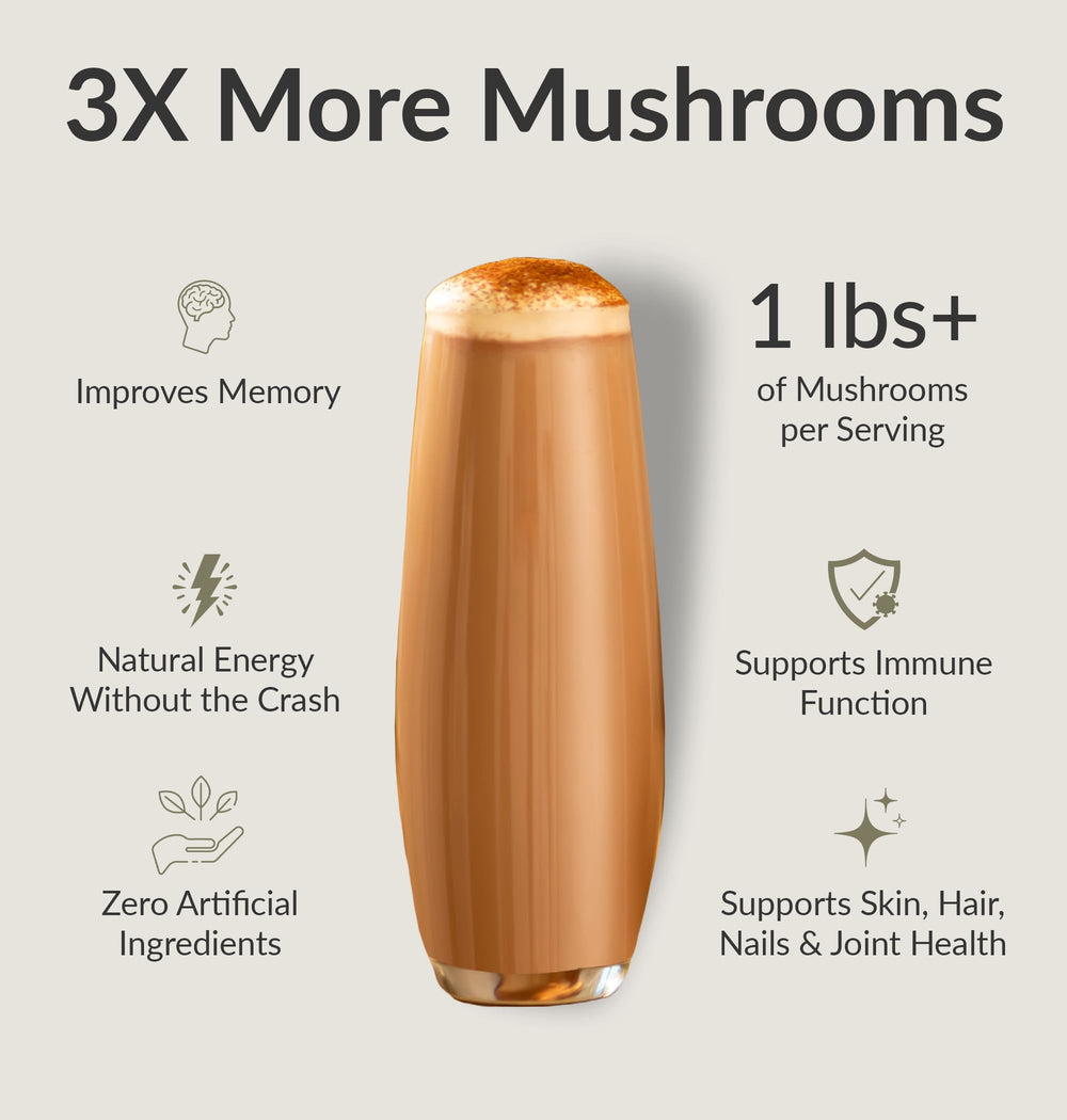 Mushroom blend with Lion’s Mane, Chaga, Reishi, and collagen peptides
