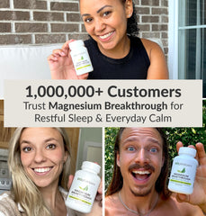 Purity seal on BIOptimizers Magnesium Breakthrough highlights free from additives.