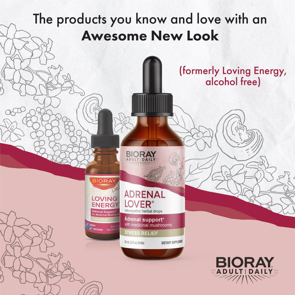 BIORAY Adrenal Lover Kidney Yin Tonic label and 2 oz bottle