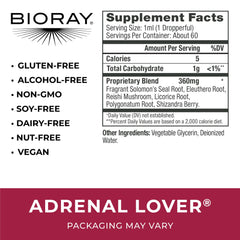 BIORAY Adrenal Lover bottle label showing ingredients