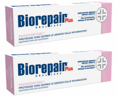Front view of Biorepair Parodontgel 75ml two-tube pack
