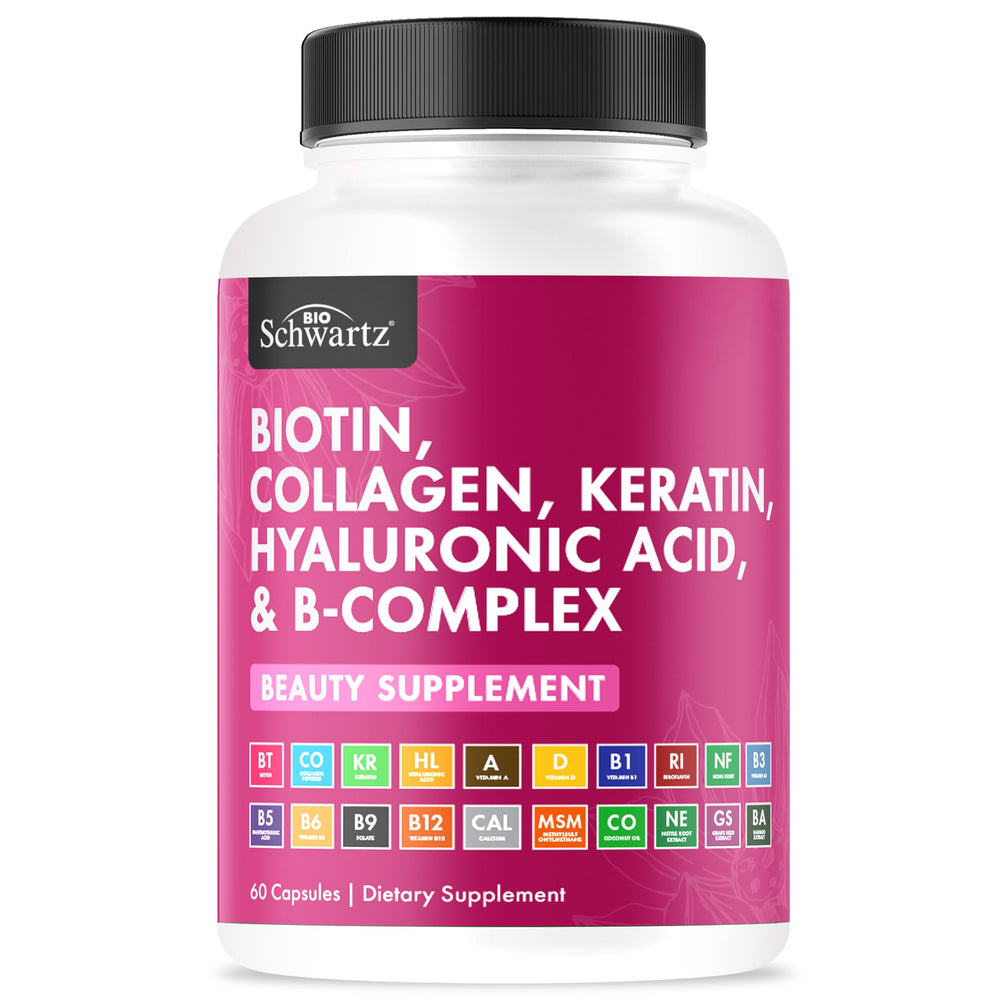 BioSchwartz Biotin Collagen Keratin hair vitamins for women bottle front