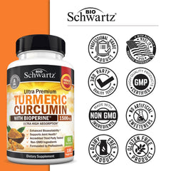 BioSchwartz bottle close-up highlighting premium packaging and clear dosing information.