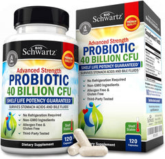 BioSchwartz Daily Probiotic bottle showing 40 Billion CFU and astragalus