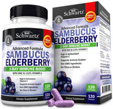 BioSchwartz Elderberry Capsules bottle front label with 120-count