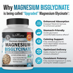 BioSchwartz Magnesium Bisglycinate bottle front signaling high-absorption support
