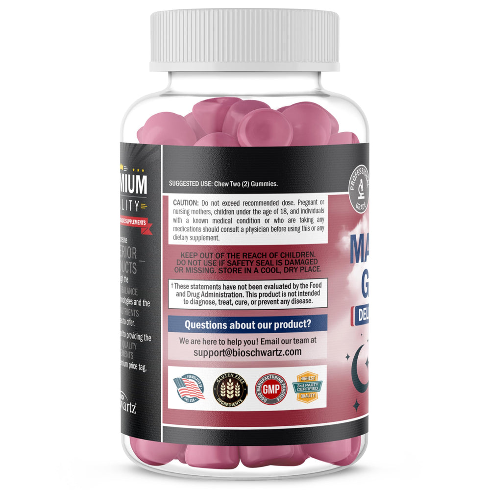 Packaging and box of BioSchwartz Sugar Free Magnesium Gummies Berry flavor