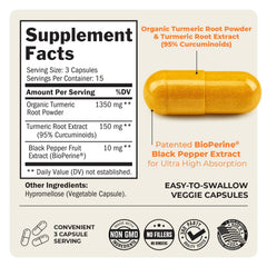 Organic turmeric powder on spoon highlights pure sourcing.