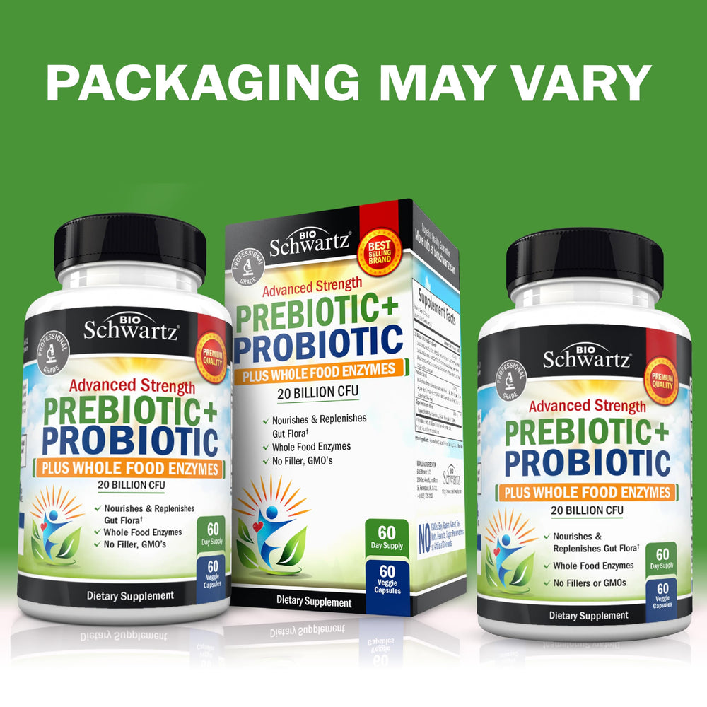 Prebiotic and probiotic capsules in bottle