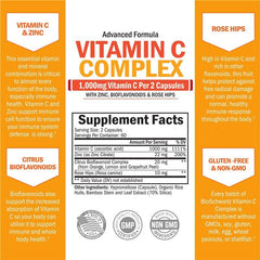 Ingredients: rose hips and citrus bioflavonoids in Vitamin C Complex