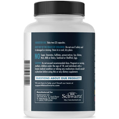 Close-up of BioSchwartz sea moss capsule bottle