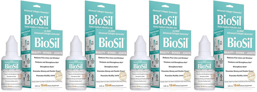BioSil Beauty Bones & Joints Liquid bottles, 0.5 oz each, pack of 4