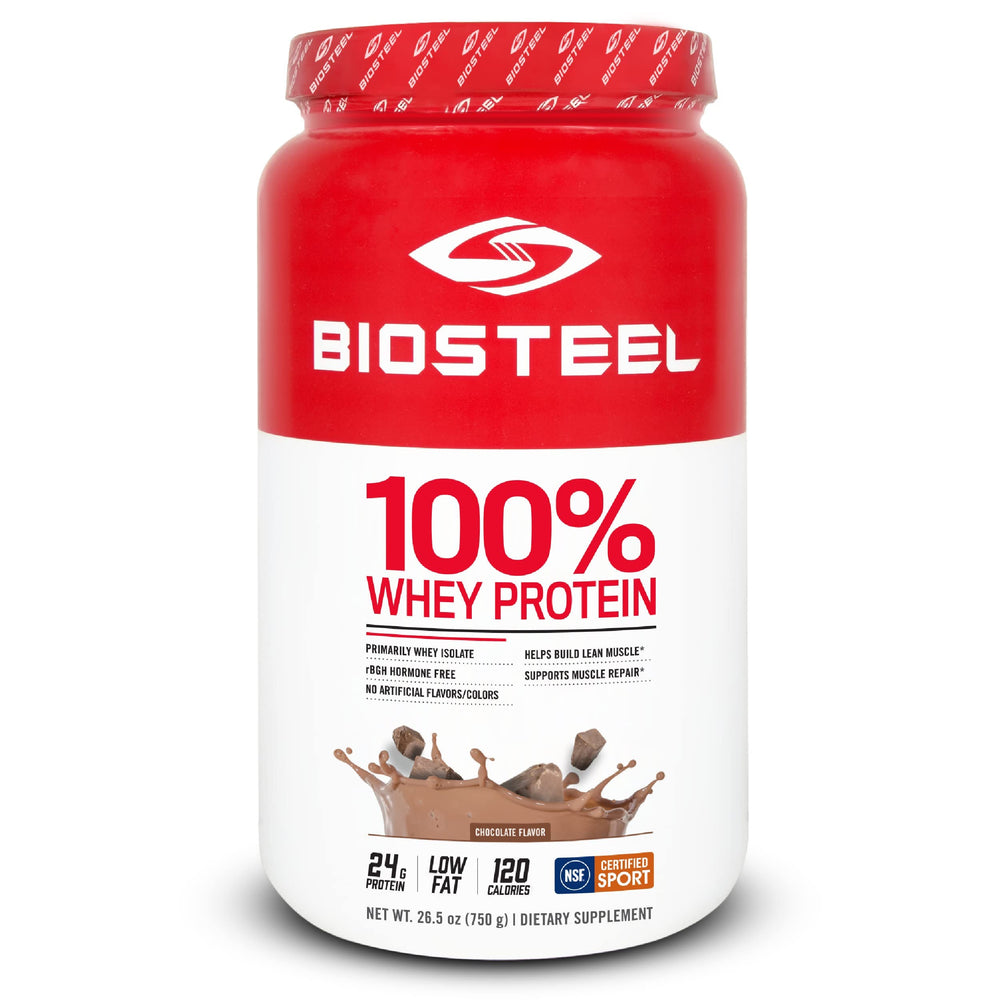 BioSteel Sports Chocolate whey jar showcasing clean protein for post-workout fueling.