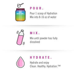 BIOSTEEL Rainbow Twist Hydration Mix 315 g serving suggestion
