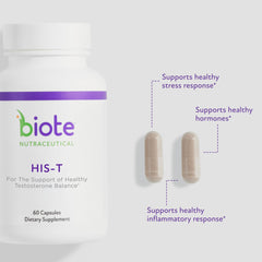 Biote HIS-T capsules closeup signaling compact daily support.