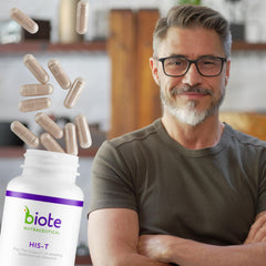 Biote HIS-T ingredients blend suggests herbal and mineral support.