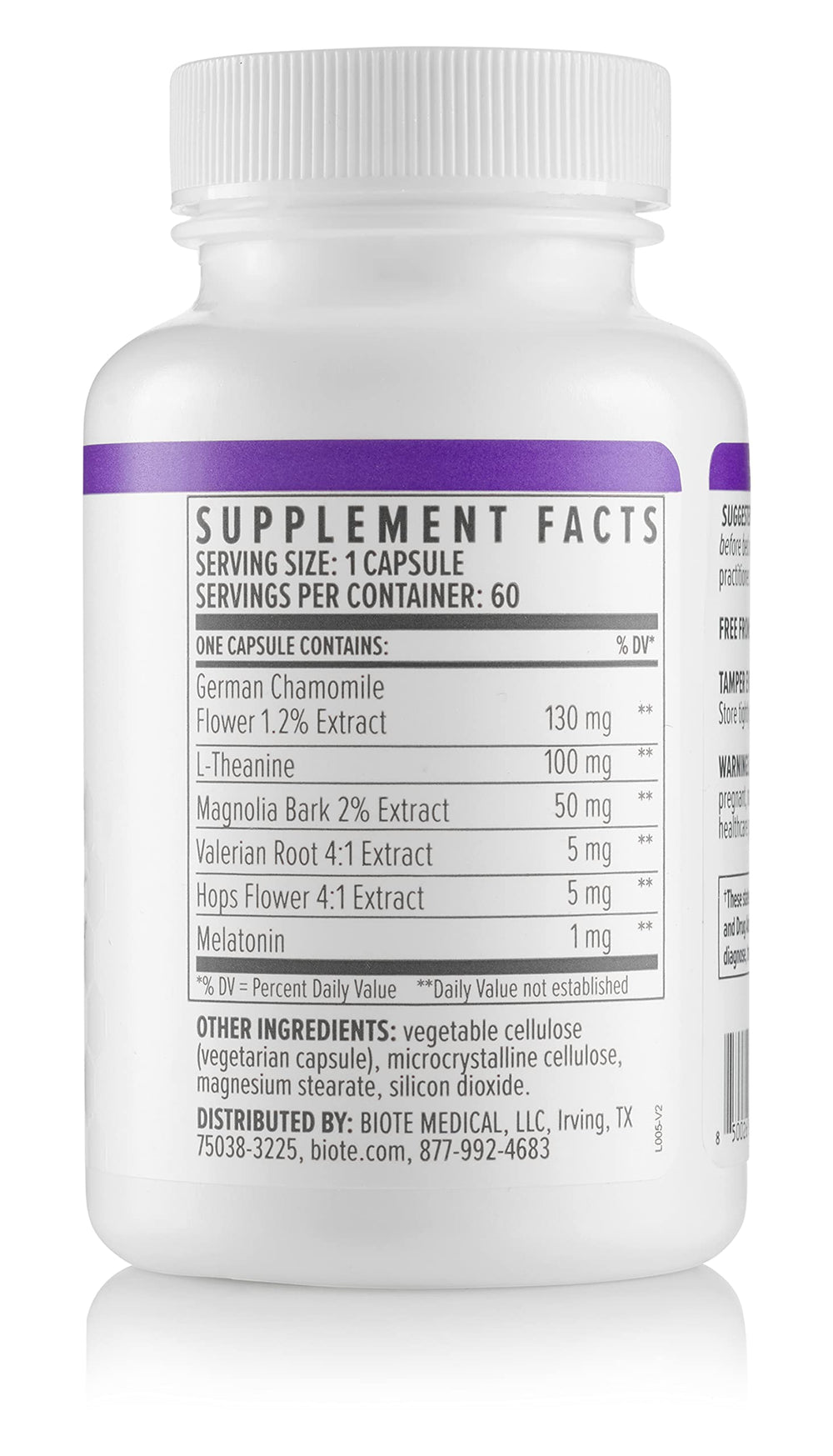 Close-up of Biote Nutraceuticals 60-capsule bottle