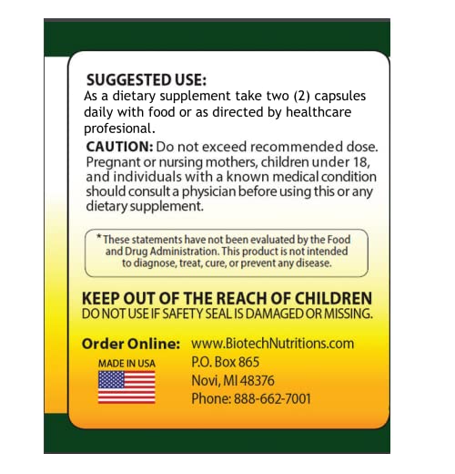 Biotech Nutritions Chromium Picolinate 1000 mcg label close-up