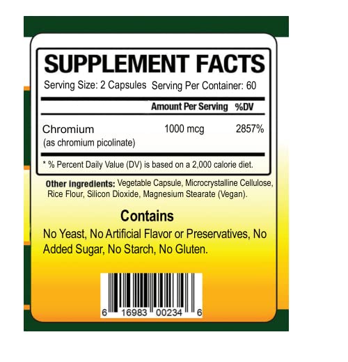 Premium formula Chromium Picolinate - Made in USA - Biotech Nutritions bottle