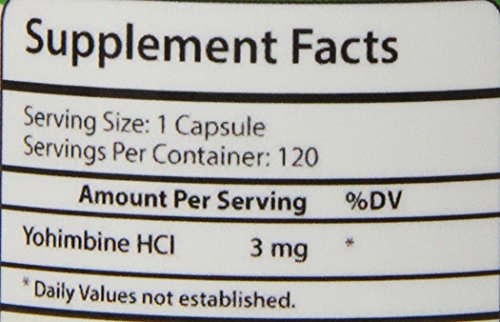 Yohimbine HCl dietary supplement capsules