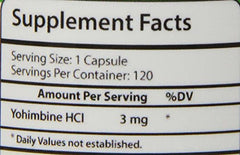Yohimbine HCl dietary supplement capsules