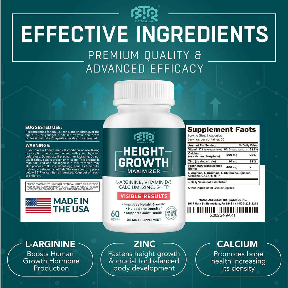 Close-up of BIOTEQUELAB height growth pills