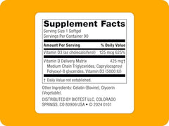 Biotest D Fix bottle back label showing ingredients and directions