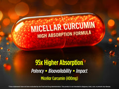 Graphic illustrating 95x absorption of micellar curcumin