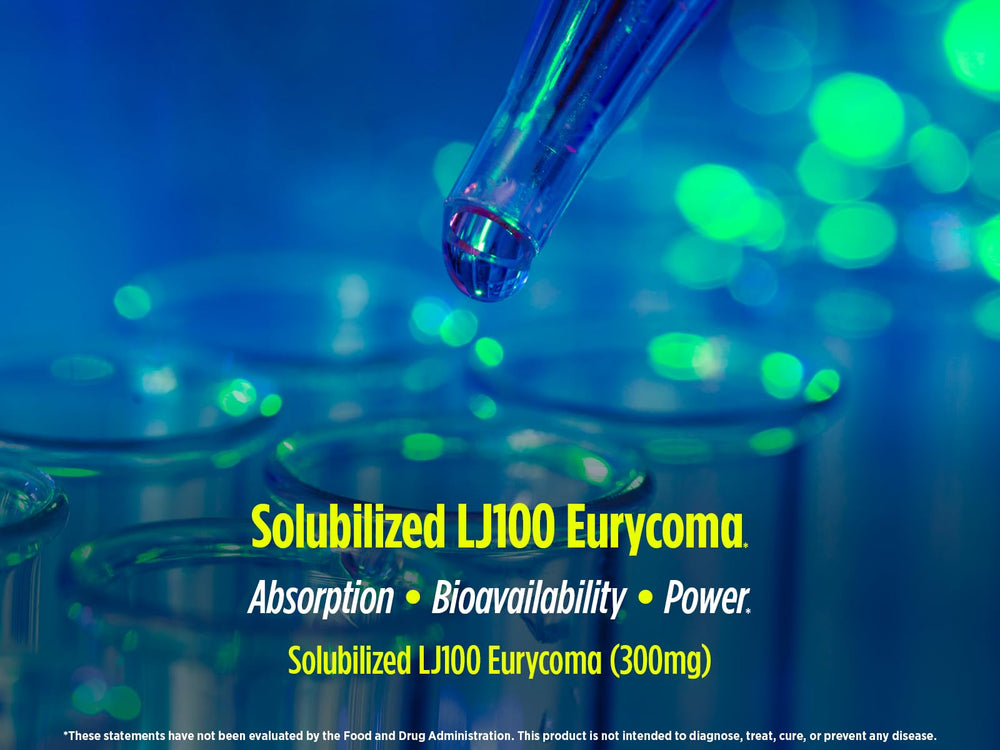 Label shows 300mg LJ100 Longjack per softgel