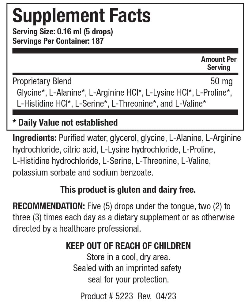 Label highlights glycine and other amino acids