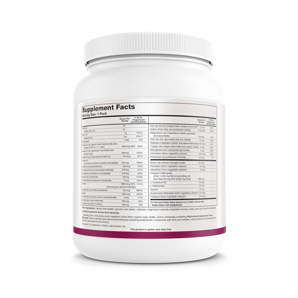 Prenatal nutrition product box and bottle