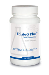 Biotics Research Folate 5 Plus packaging bottle with 120 tablets