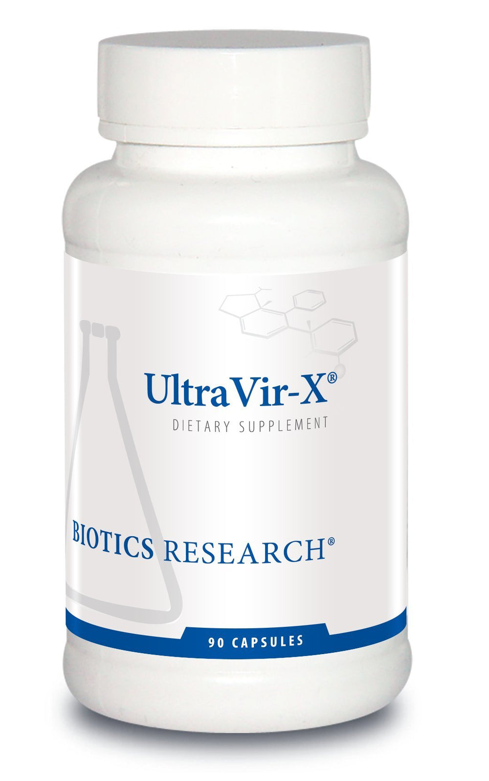 Front view of Biotics Research UltraVir-X 90 capsules bottle