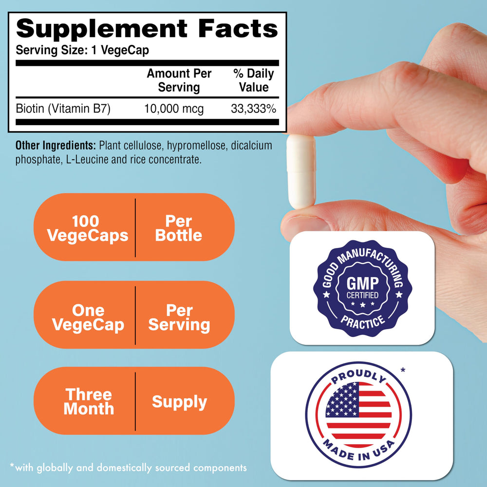 Biotin 10,000 mcg VegeCaps capsules