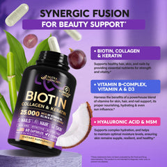 Biotin 25,000 mcg with vitamins B2 B3 B6 B7 per serving