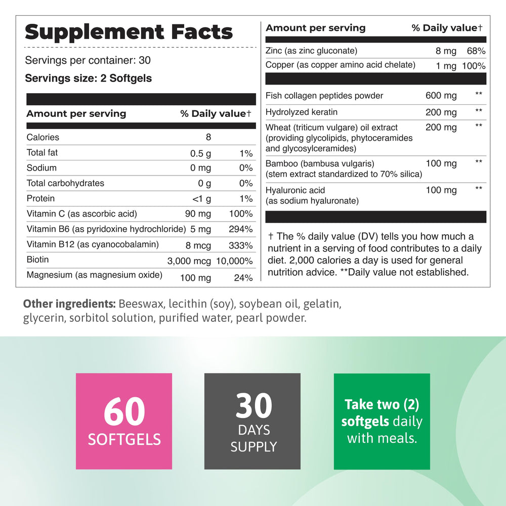 Biotin 3000 mcg per serving label