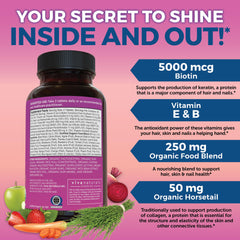Plant-based superfood blend in Biotin 5000 mcg supplement