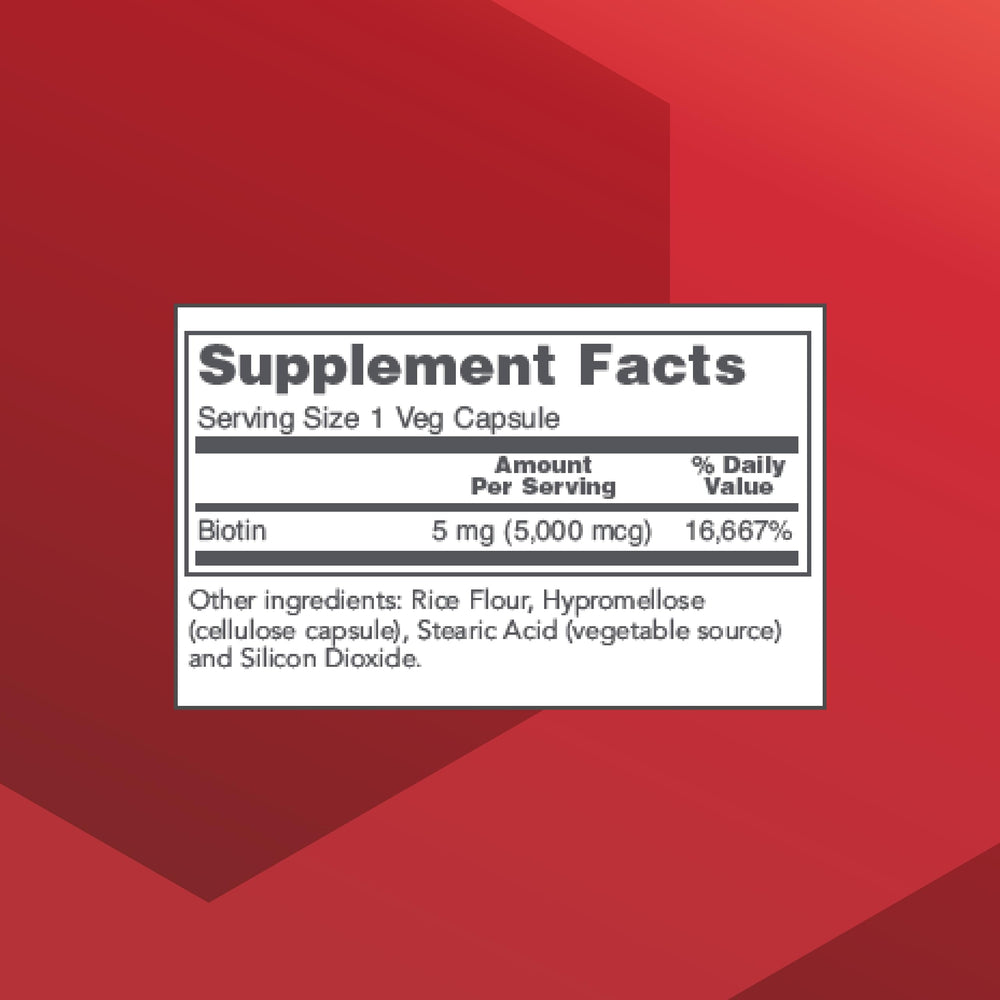 Biotin 5000 mcg capsules for hair, skin and nails