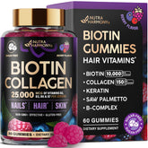 Front label of Biotin Gummies with Collagen bottle (mixed berry flavor).