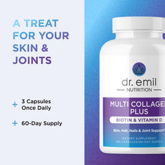 Pills and capsules indicating gluten-free and non-GMO formula