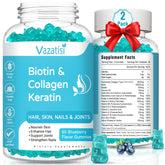 2 pack Biotin Gummies with Collagen & Keratin in blueberry flavor