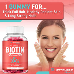 Made in USA kosher-certified vegan biotin gummies packaging