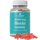 Hero image showing strawberry-flavored biotin gummies 10000mcg
