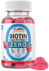 Biotin Gummies Sugar Free 5,000 mcg raspberry flavor hero image