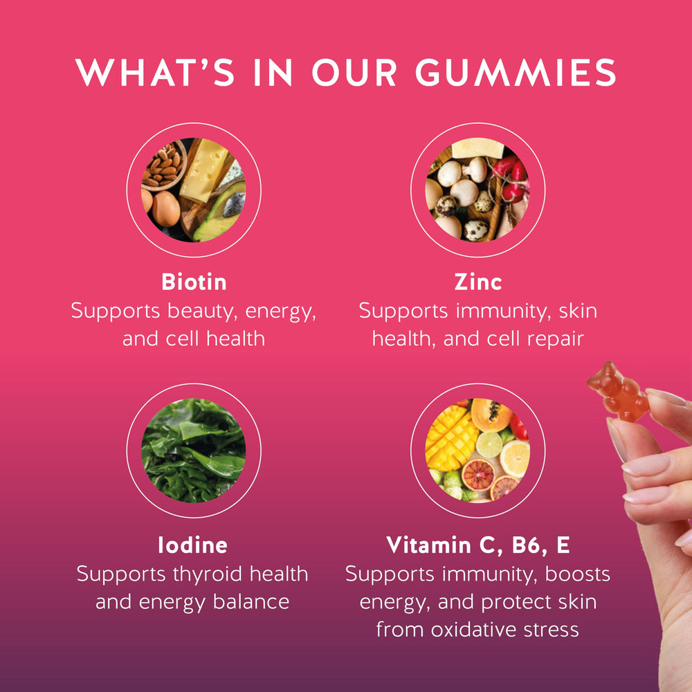 90-count vegan biotin gummies with vitamins C and E