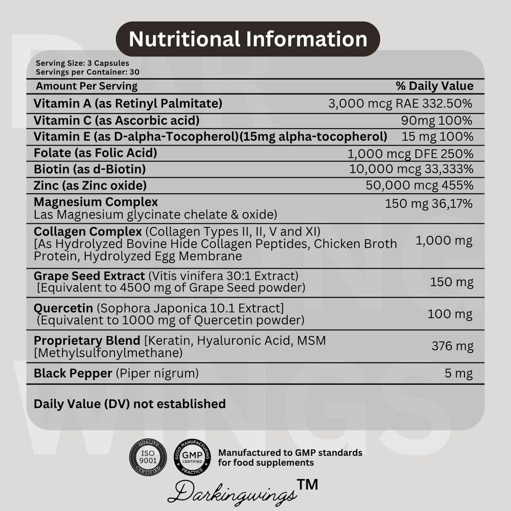 Biotin, Keratin and Hyaluronic Acid capsules