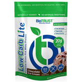 BioTrust Low Carb Lite chocolate bottle pour shows smooth protein delivery for quick shakes