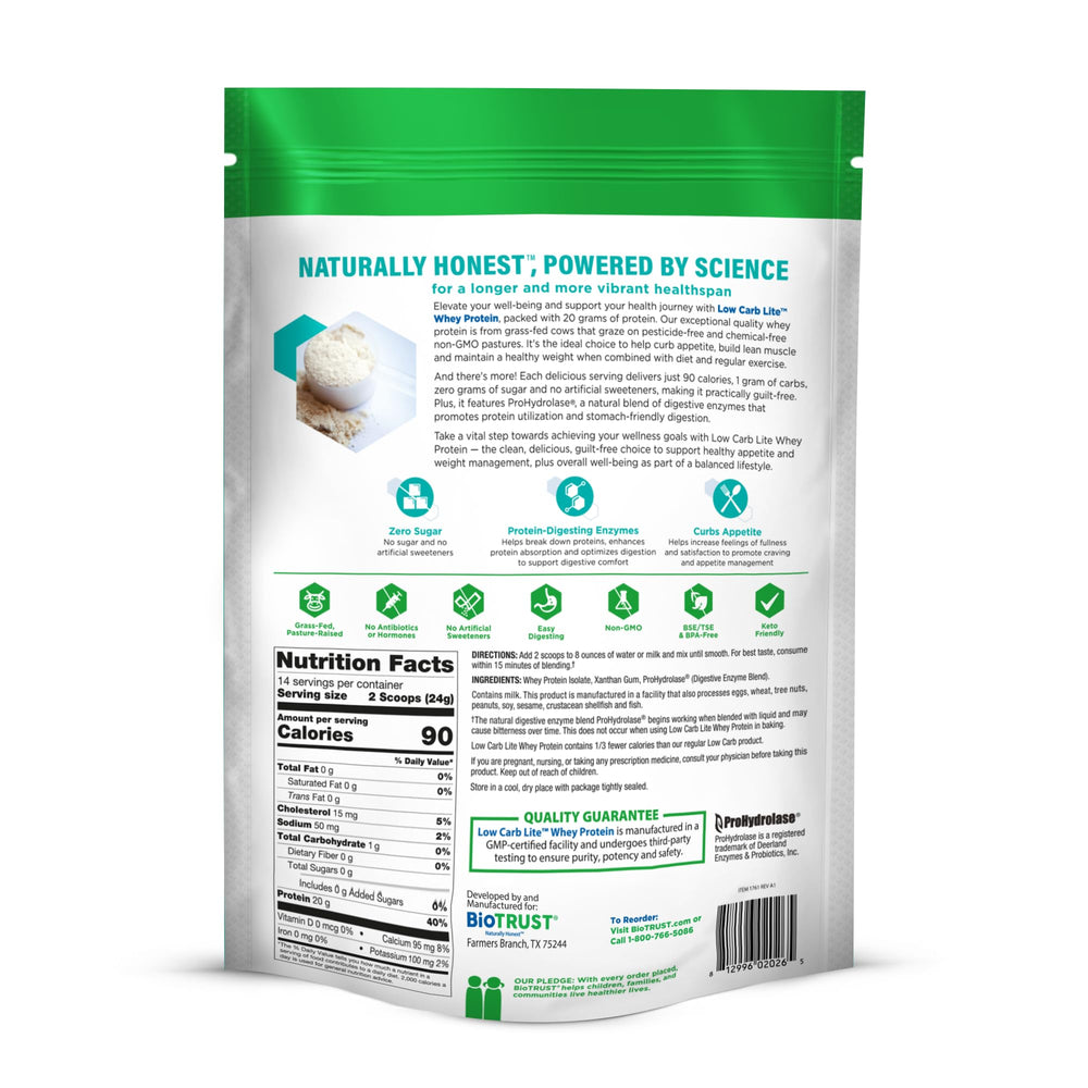BioTrust Low Carb Lite keto-friendly powder supports low-sugar meal planning.